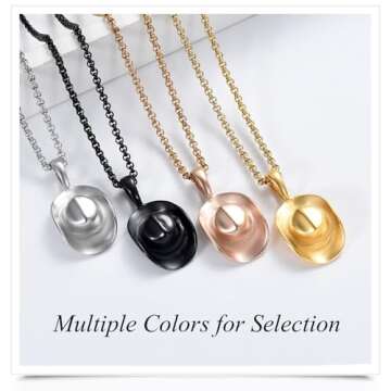 Hearbeingt Cowboy Hat Cremation Jewelry for Ashes Urn Necklace for Ashes for Women Men Stainless Steel Memorial Ash Urn Jewelry