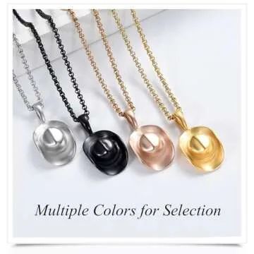 Hearbeingt Cowboy Hat Cremation Jewelry for Ashes Urn Necklace for Ashes for Women Men Stainless Steel Memorial Ash Urn Jewelry