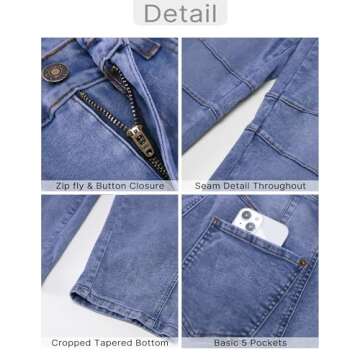 GRAPENT Barrel Jeans for Women Balloon Wide Leg Cropped Trendy Jeans Boyfriend High Waisted Jean Pants Casual Stretchy Summer Denim Trousers Color Medium Blue Large Size 12 to 14