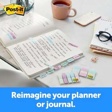 Post-it® Pastel Color Tabs, Gradient Blue, Pink, Clear, 36 Tabs/Pack