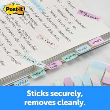 Post-it® Pastel Color Tabs, Gradient Blue, Pink, Clear, 36 Tabs/Pack