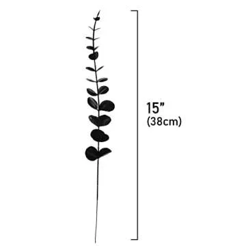 Tinsow 26 Pcs Black Artificial Eucalyptus Stems Faux Halloween Flowers Eucalyptuses Real Touch Leaf Centerpiece Home Decor (26, Black)