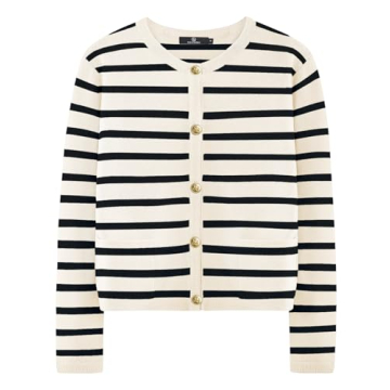 LILLUSORY Women's Striped Cardigan Sweaters Fall Outfits Clothes Fashion Trendy Long Sleeve Tops Cas...