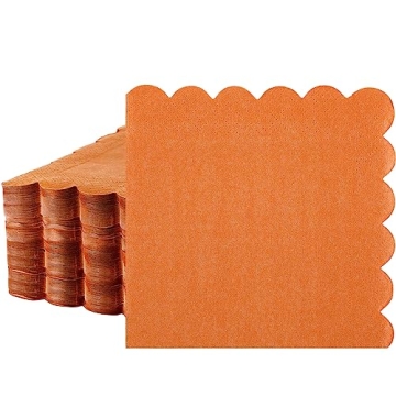 100 Pcs Scalloped Cocktail Napkins Thick Paper Napkins Disposable Party Napkins Beverage Napkins for...
