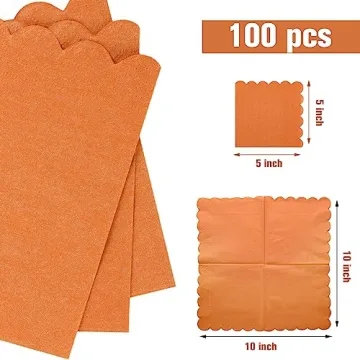 Elegant 100 Pcs Scalloped Cocktail Napkins for Parties