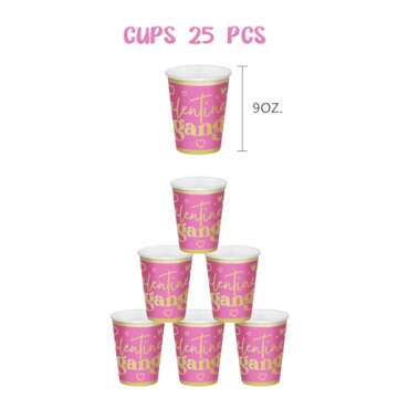 Galentines Gang Plates, Galentines Day Party Decorations, Gold Foil Galentine’s Day Plates and Cups Sets, Galentines Day Table Decorations for Valentines