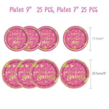 Galentines Gang Plates, Galentines Day Party Decorations, Gold Foil Galentine’s Day Plates and Cups Sets, Galentines Day Table Decorations for Valentines