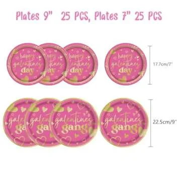 Galentines Gang Plates, Galentines Day Party Decorations, Gold Foil Galentine’s Day Plates and Cups Sets, Galentines Day Table Decorations for Valentines