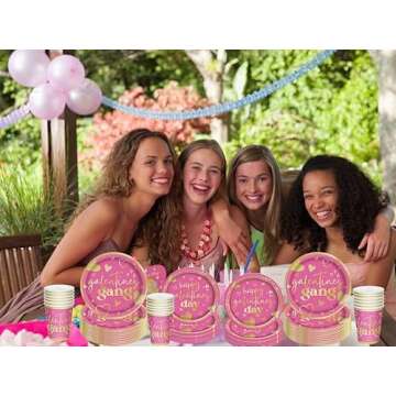 Galentines Gang Plates, Galentines Day Party Decorations, Gold Foil Galentine’s Day Plates and Cups Sets, Galentines Day Table Decorations for Valentines