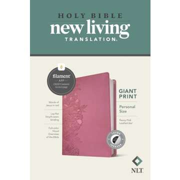 NLT Personal Size Giant Print Bible, Filament Enabled (LeatherLike, Peony Pink, Indexed, Red Letter): Includes Free Access to the Filament Bible App ... Notes, Devotionals, Worship Music, and Video
