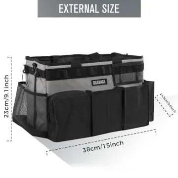 SCAVATA Wearable Cleaning Caddy Bag, Cleaning Caddy Supplies Organizer with Handle & Shoulder Straps for Housekeepers, Under Sink & Car Cleaning Tool Organizers with 4 Foldable Divider (Grey)