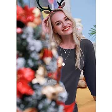 LARACE Plus Size Tops for Women 3/4 Sleeve Shirts Tunic Tops Loose Fit Basic Lady Clothes (1X, Deep Gray)