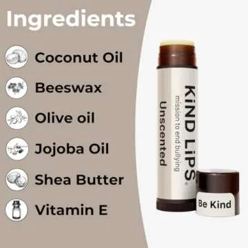 Kind Lips USDA Organic Lip Balm Unscented 3 Pack – 100% Natural, Moisturizing Lip Care with Beeswax. Hydrates & Nourishes Dry, Chapped Lips. Cruelty-Free, Eco-Friendly, and Non-Toxic. Unflavored