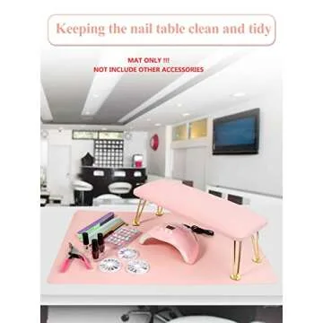 (MAT ONLY) Pink Nail Art Table Mat, Foldable Nail Art Hand Rest Pad for Nail Arm Rest Cushion, Soft Microfiber Leather Nail Mat, Manicure Pad Nail Table Pad Desk Mat for Nail Technician Salon Home