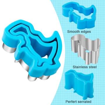 Mgee Sandwich Cutter Kit, 48 Pcs Medium Set with Mickey Mouse Dinosaur Shapes, Fruit Vegetable Cutters, Kids Forks, Bento Box Accessories