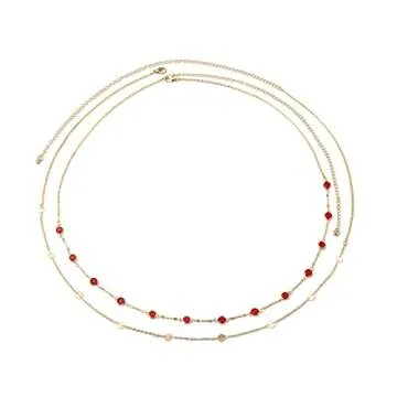 Sexy Multi-Layered Waist Chain Bikini Bead Belly Chain Summer Sequin Waist Chain Beach Crystal Waist Body Chain for Women