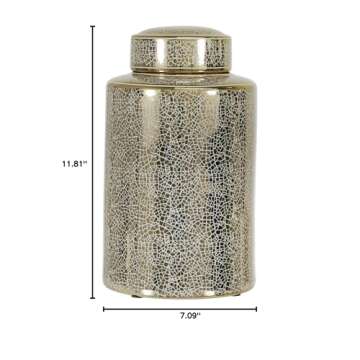 Crackle Gold Ceramic Jar - Decorative & Functional
