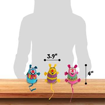 Doskocil Bamboo Pet CAM650384 Fat Cat Kitty Hoots Eeeks Chic Catnip Toy, Multicolor