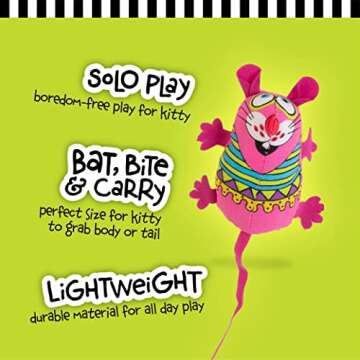 Doskocil Bamboo Pet CAM650384 Fat Cat Kitty Hoots Eeeks Chic Catnip Toy, Multicolor