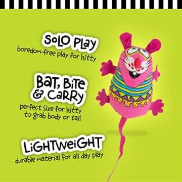 Doskocil Bamboo Pet CAM650384 Fat Cat Kitty Hoots Eeeks Chic Catnip Toy, Multicolor