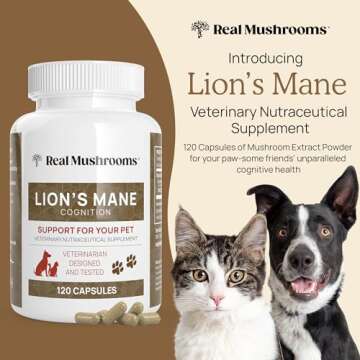 Real Mushrooms 5 Defenders for Pets (90ct) and Lions Mane for Pets (120ct) - Bundle for Immune Strength & Cognition - Vegan, Non-GMO, Gluten-Free, Grain-Free Mushroom Pet Supplements