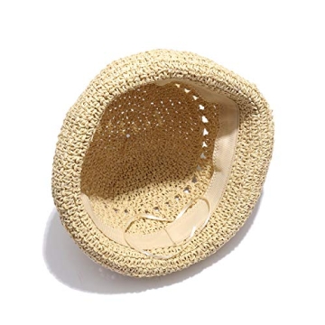 boderier Women's Raffia Straw Bucket Sun Hat Packable Hand-Woven Floppy Brim Summer Hat Beach Accessories (Beige)