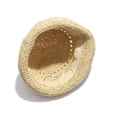 boderier Women's Raffia Straw Bucket Sun Hat Packable Hand-Woven Floppy Brim Summer Hat Beach Accessories (Beige)