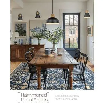 FEMILA Black Wall Sconces, Rustic Industrial Wall Lamps, 1-Light Sconces Wall Lighting with Hammered Metal Shade, Bathroom Vanity Light Fixture for Bedroom Living Room Kitchen,4FG59B BK