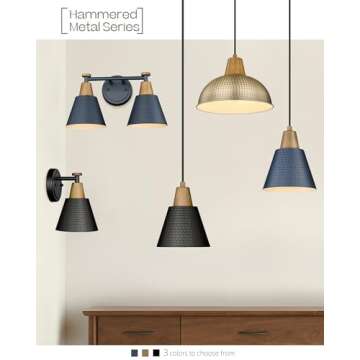 FEMILA Black Wall Sconces, Rustic Industrial Wall Lamps, 1-Light Sconces Wall Lighting with Hammered Metal Shade, Bathroom Vanity Light Fixture for Bedroom Living Room Kitchen,4FG59B BK