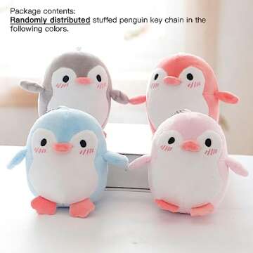 ZODIFEVI 1 Pcs Lovely Penguin Animal Stuffed Doll Plush Toy Keychain Key Holder Bag Pendant Party Favor Gifts Toys For Boys Girls Kids Random Color