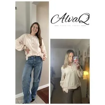 AlvaQ Women’s Button V Neck Sweatshirt - Cozy and Stylish