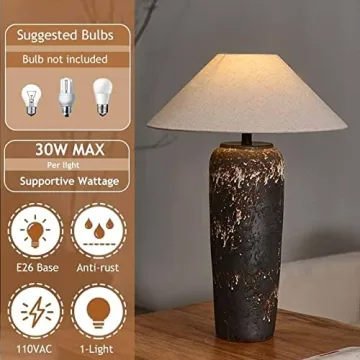 HUIBAOGONG Rustic Southwestern Crock Pot Table Lamp