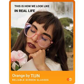 TIJN Oversized Blue Light Glasses for Women Men Large Frame Anti Eyestrain Clear Computer Gaming Blue Blocker Glasses
