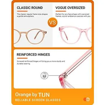 Stylish TIJN Oversized Blue Light Glasses for Eye Protection