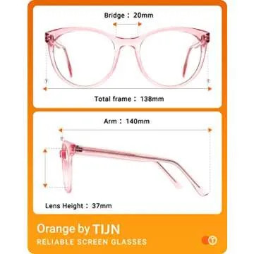 Stylish TIJN Oversized Blue Light Glasses for Eye Protection