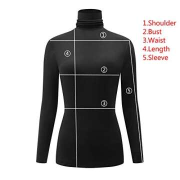 Kindcall Casual Turtleneck Tops Lightweight Long Sleeve Soft Thermal Shirts for Women Black/White X-Large