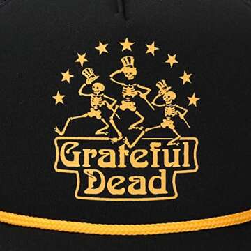 Grateful Dead Logo Adjustable Foam Trucker Black Baseball Cap