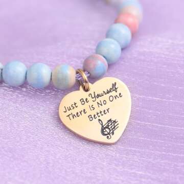 Melix Home Taylor Quotes Merch Natural Stone Bracelet Gifts For Fans Girls Teen Daughter Women Cute Bracelets