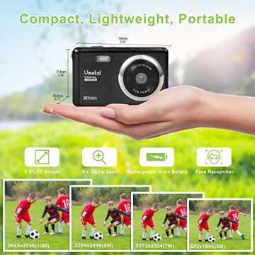 Digital Camera, FHD 1080P Camera, Digital Point and Shoot Camera, Anti-Shake Vlogging Camera for YouTube, Compact Portable Small Camera for Boys Girls Kids Student Children Teen Elderly