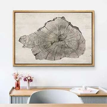 SIGNLEADER Framed Canvas Print Wall Art Close Up Detail Wood Tree Ring Log Nature Wilderness Digital Art Realism Decorative Rustic Relax/Calm for Living Room, Bedroom, Office - 24"x36" Natural