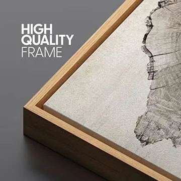 SIGNLEADER Framed Canvas Print Wall Art Close Up Detail Wood Tree Ring Log Nature Wilderness Digital Art Realism Decorative Rustic Relax/Calm for Living Room, Bedroom, Office - 24"x36" Natural