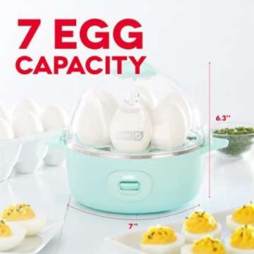 Dash Express Electric Egg Cooker, 7 Egg Capacity for Hard Boiled, Poached, Scrambled, or Omelets wit...