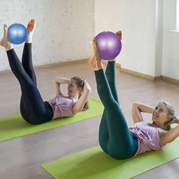 Doryum 2 pcs Soft Pilates Balls 9 inch / 23 cm Exercise Balance Ball Gym Fitness Ball Perfect for Pilates,Yoga, Core Training and Physical Therapy - Pink & Purple (Pink + Blue)
