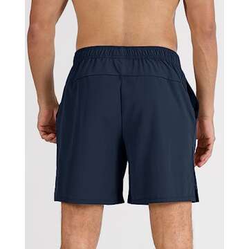 ODODOS Men's 2 Pack Athletic Shorts with Pockets 7" Quick Dry Lightweight Workout Gym Running Shorts, Navy+Gray, X-Large