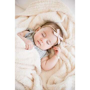 SARANONI Bamboni Luxury Baby Blanket, Breathable & Soft Plush for Infant Boys & Girls (Ivory, Mini 15” x 20”)