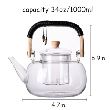Motanber Glass Teapot for Blooming Flower and Loose Leaf Tea