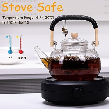 Motanber Glass Teapot for Blooming Flower and Loose Leaf Tea