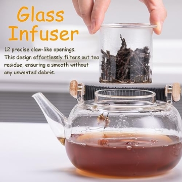 Motanber Glass Teapot for Blooming Flower and Loose Leaf Tea