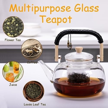Motanber Glass Teapot for Blooming Flower and Loose Leaf Tea