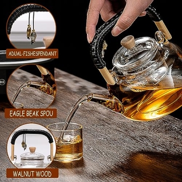 Motanber Glass Teapot for Blooming Flower and Loose Leaf Tea